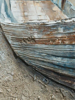 Leinwand-handgemalt, Grau -Häuser Lieferungen Verkauf AltesHolzboot Leinwandbild Grau 100x100 lup1