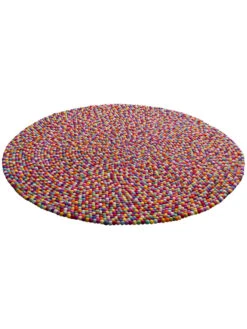 Filzkugel-Teppich, Multicolor 8 Filzkugel-Teppich, Multicolor -Häuser Lieferungen Verkauf Arica Filzkugelteppich mehrfarbig rund per