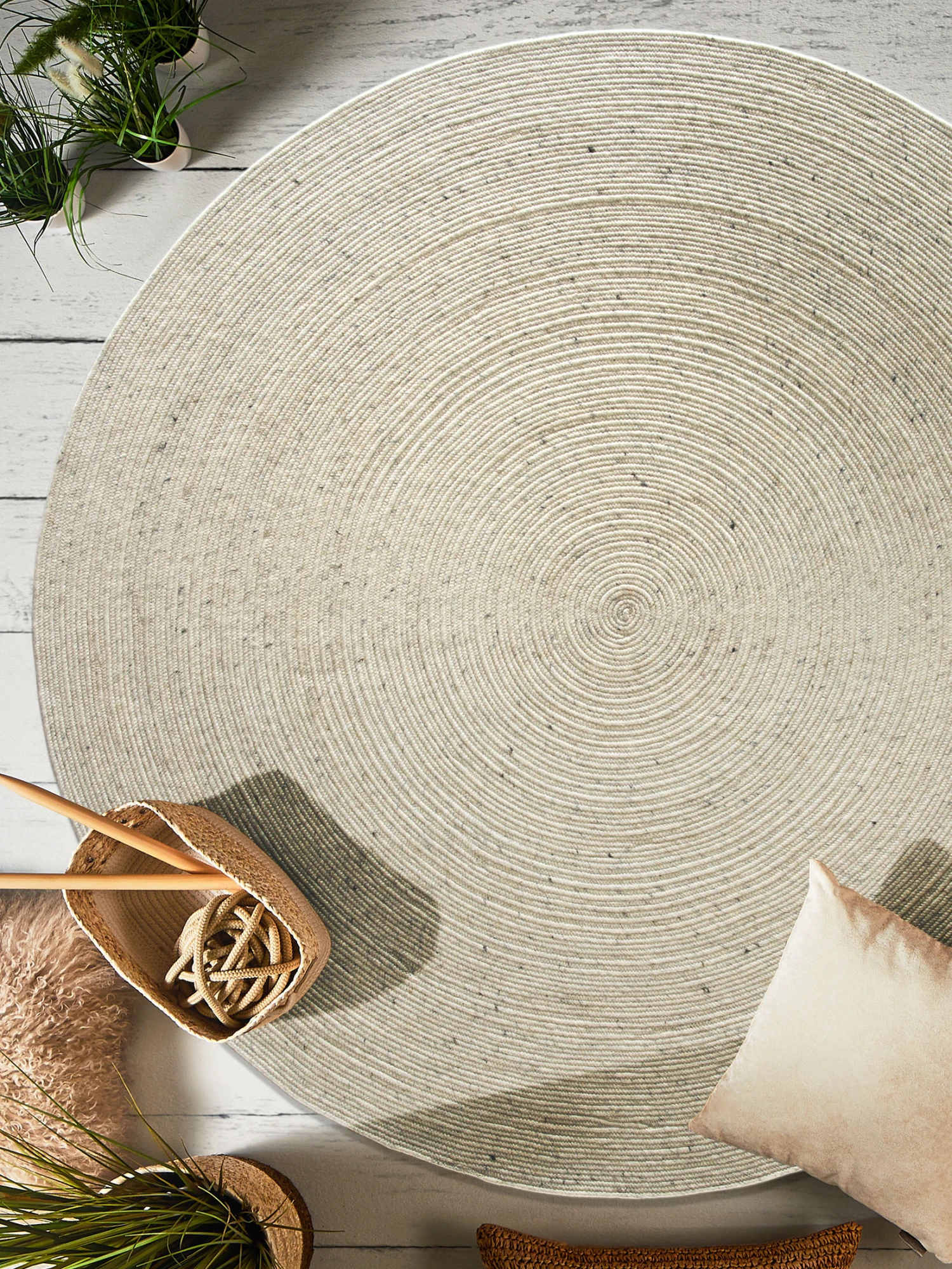 Woll-Teppich, Creme 1 Woll-Teppich, Creme