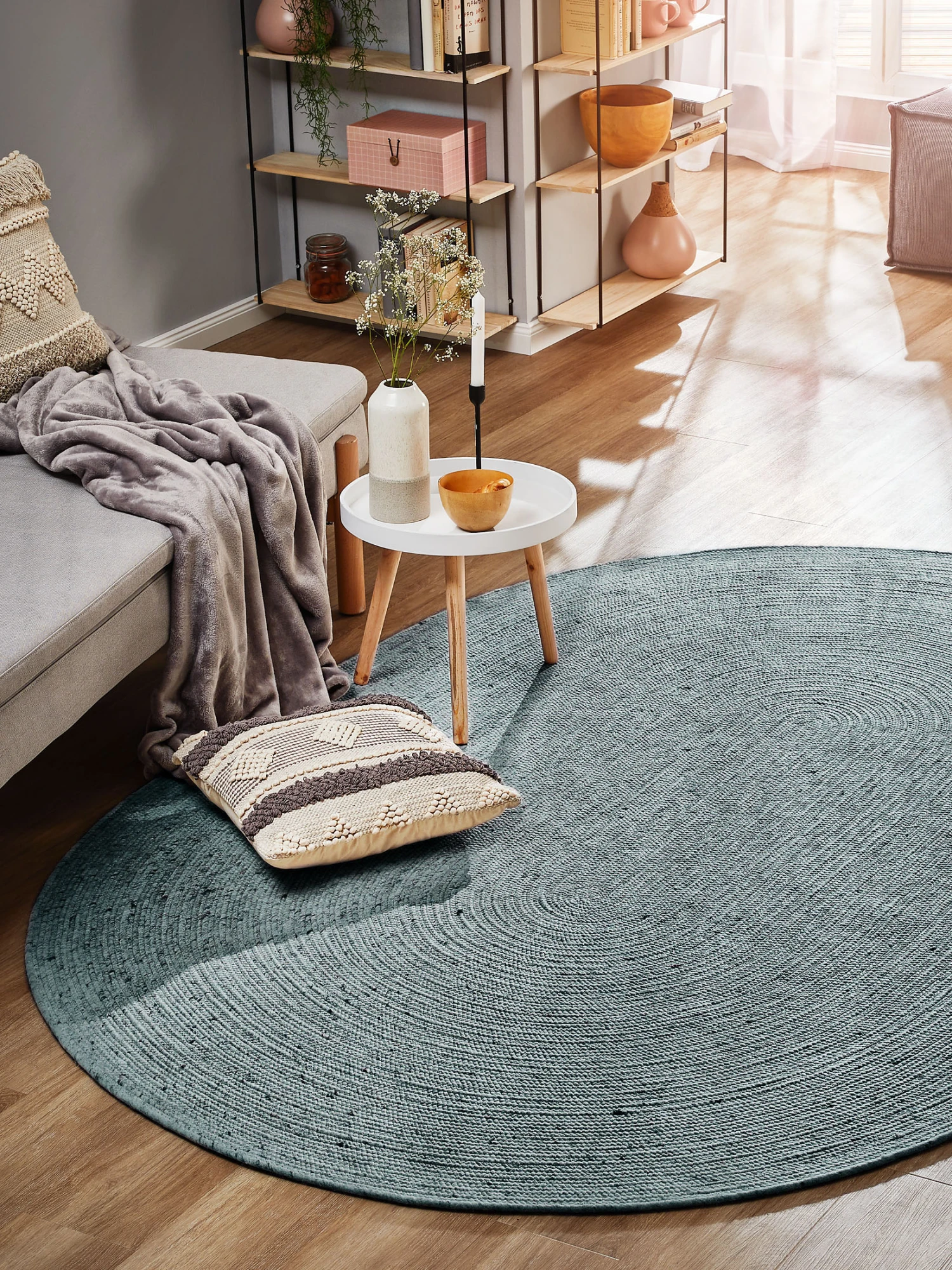 Handweb-Teppich, Aqua 1 Handweb-Teppich, Aqua