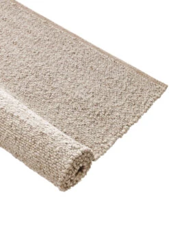 Woll-Teppich, Beach -Häuser Lieferungen Verkauf Borgholm Handwebteppich beige beach rol