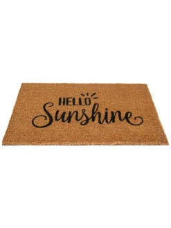 Fußmatte, Hello Sunshine -Häuser Lieferungen Verkauf Cochin Fussmatte Braun HelloSunshine 45x75 per
