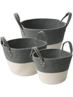 Korb, Grau/Weiss -Häuser Lieferungen Verkauf DoubleBag Korb GrauWeiss Set per2