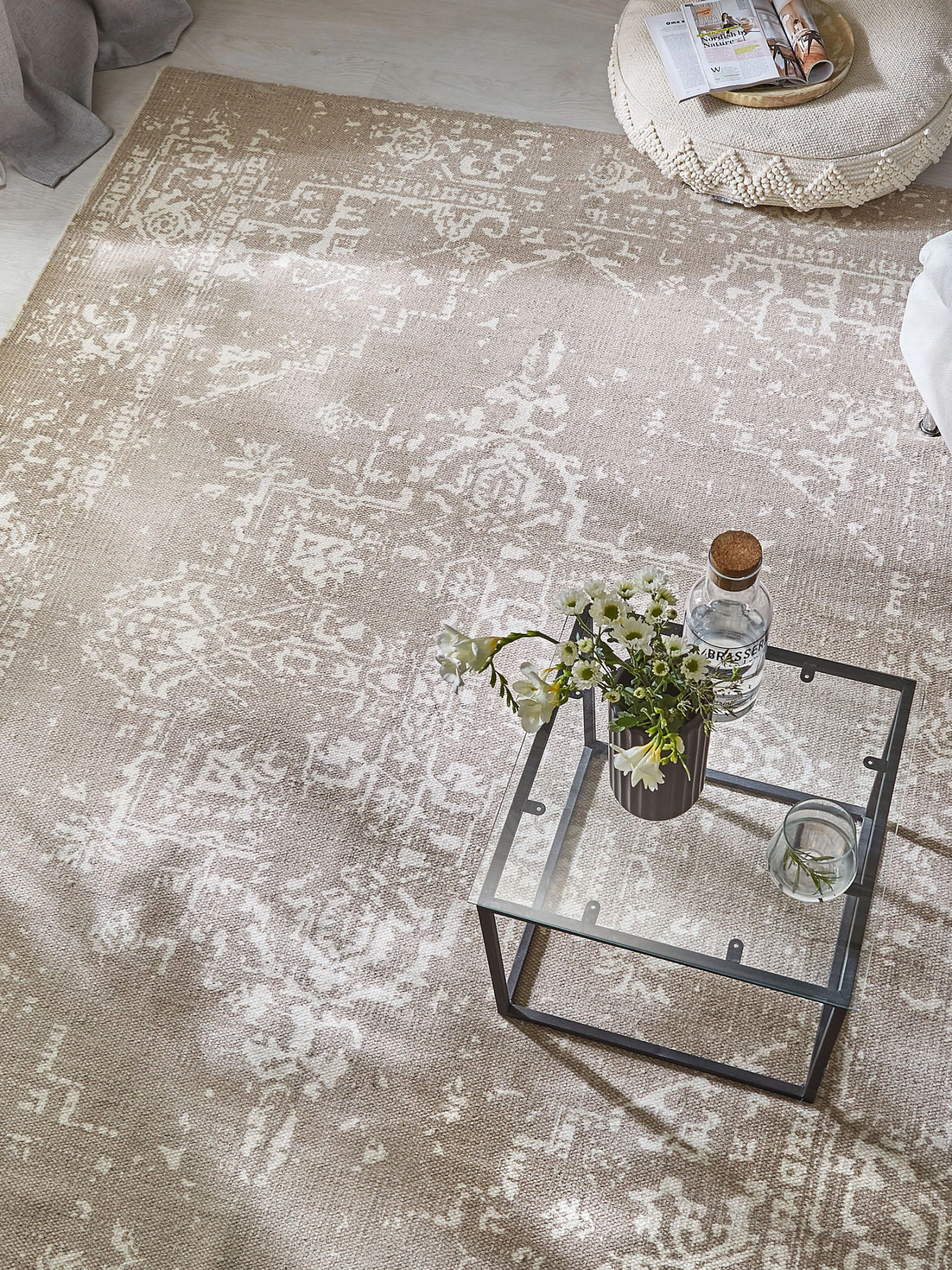 Baumwoll-Teppich, Vintage Beige 1 Baumwoll-Teppich, Vintage Beige