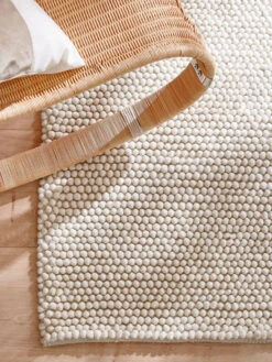 Woll-Teppich, Vanity White -Häuser Lieferungen Verkauf Malmby Handwebteppich beige VanityWhite spar