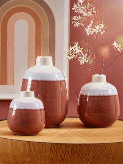 Deko-Vase, Rot/Weiss -Häuser Lieferungen Verkauf Marianola DekoVase Rot RotWeiss mil