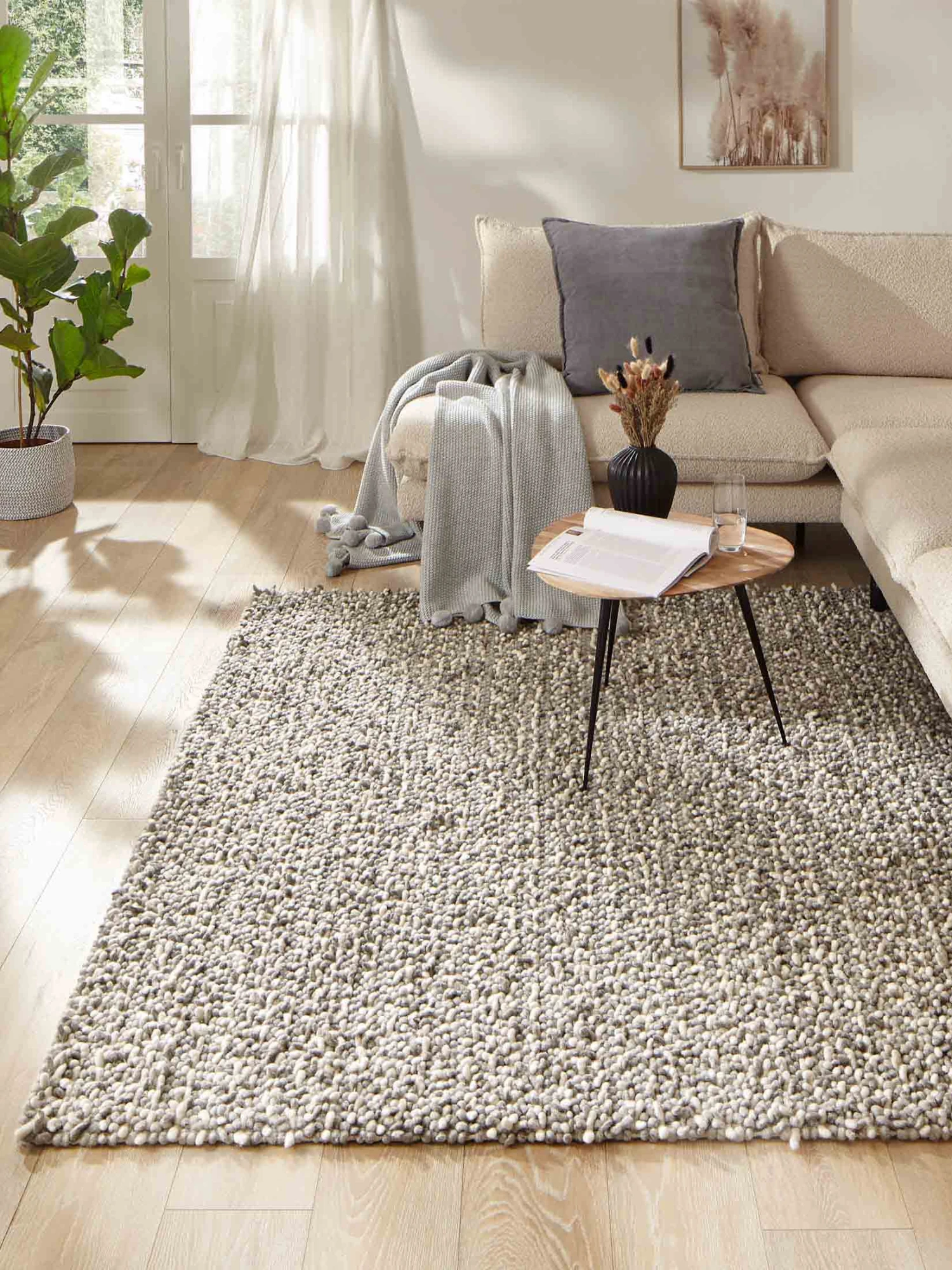 Woll-Teppich, Grey/White 1 Woll-Teppich, Grey/White