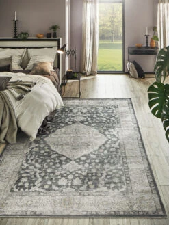 Vintage-Teppich, Grau/Rose