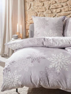 Flanell-Bettwäsche, Hellgrau