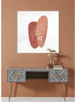 Druck Gerahmt, Orange/Weiss