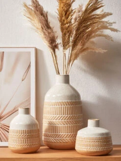 Deko-Vase, Graubraun -Häuser Lieferungen Verkauf Roman DekoVase Beige Graubraun mil