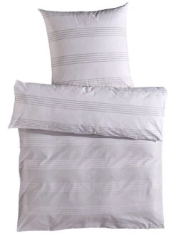 Renforcé-Bettwäsche, Grau/Weiss -Häuser Lieferungen Verkauf Salieri Bettwaesche Grau GrauWeiss 135x200 pla