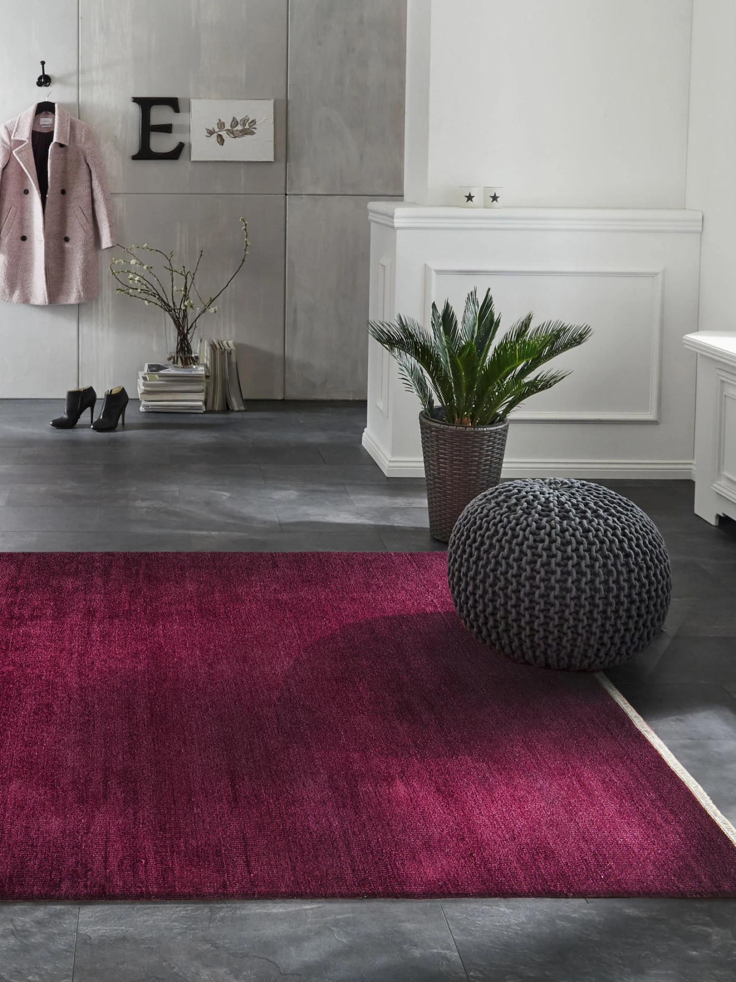 Flachgewebe-Teppich, Aubergine 1 Flachgewebe-Teppich, Aubergine