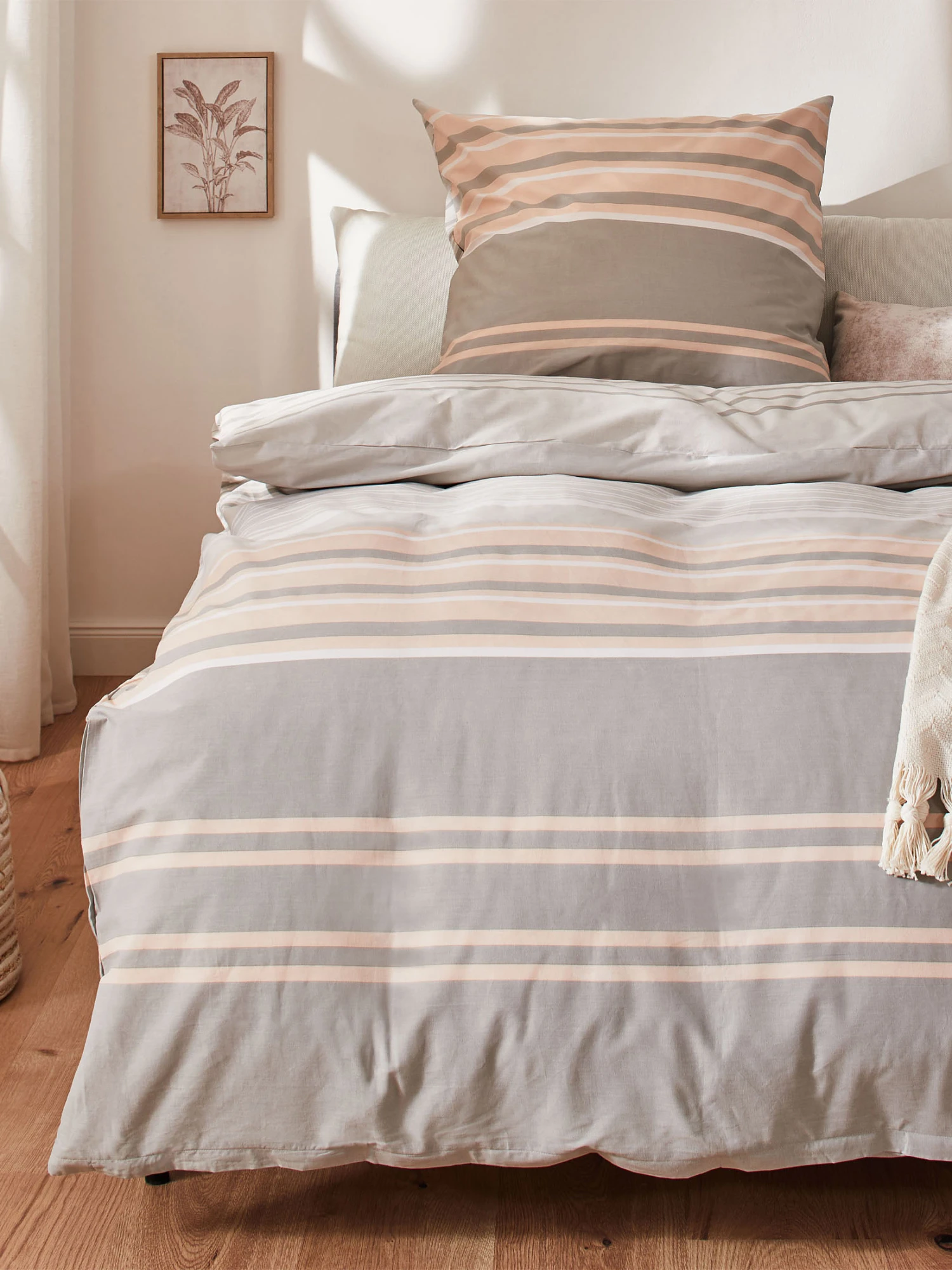 Renforcé-Bettwäsche, Grau/Rose 1 Renforcé-Bettwäsche, Grau/Rose