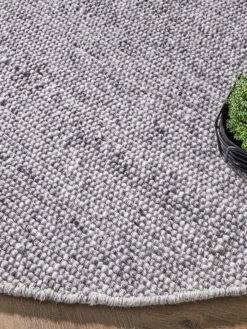 Woll-Teppich, Grey 9 Woll-Teppich, Grey -Häuser Lieferungen Verkauf Tjaellmo HandwebTeppich Grau Grey 200rund lup2