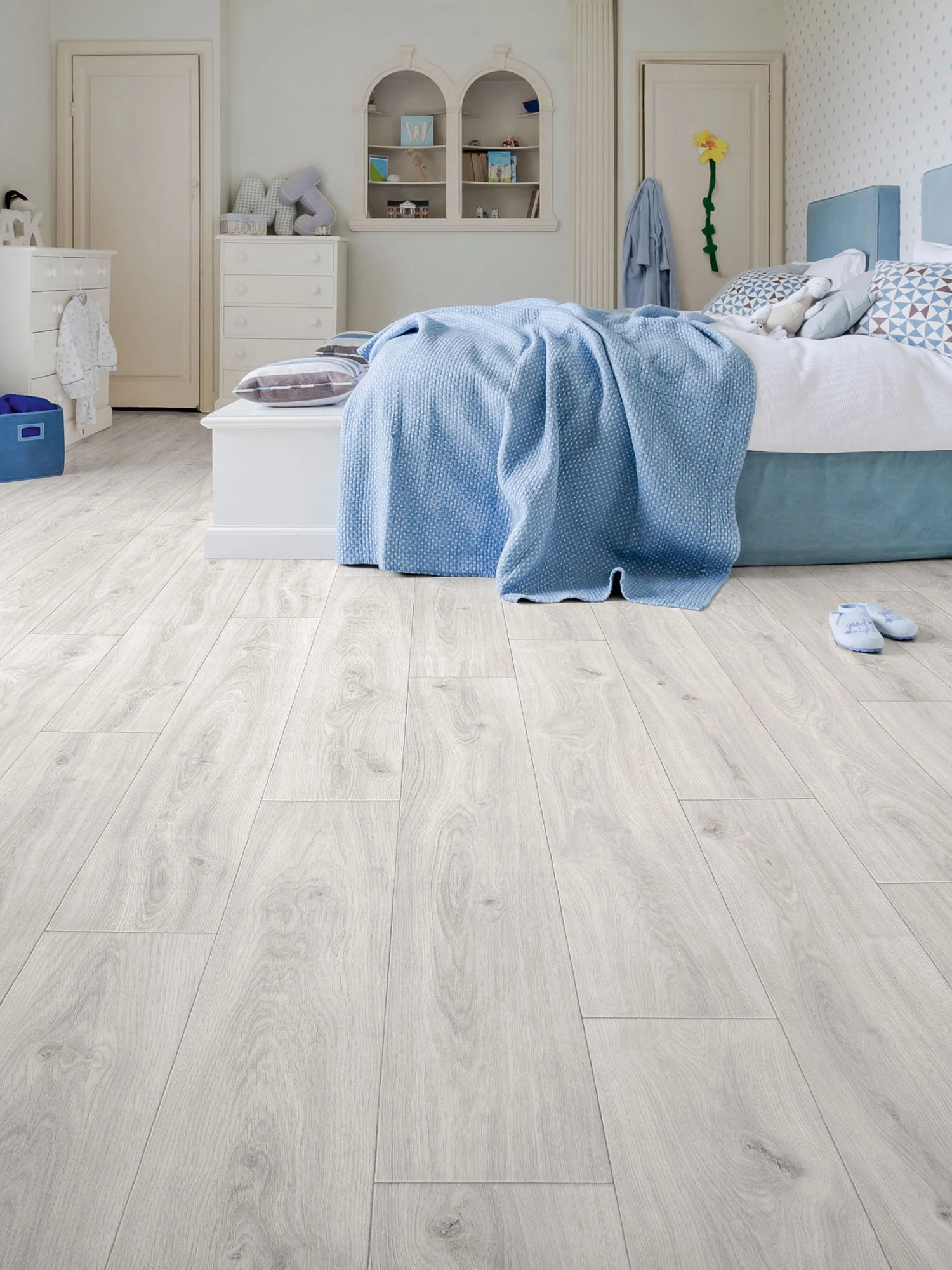 Vinyl-Rollenware, Eiche Weiss 02 1 Vinyl-Rollenware, Eiche Weiss 02